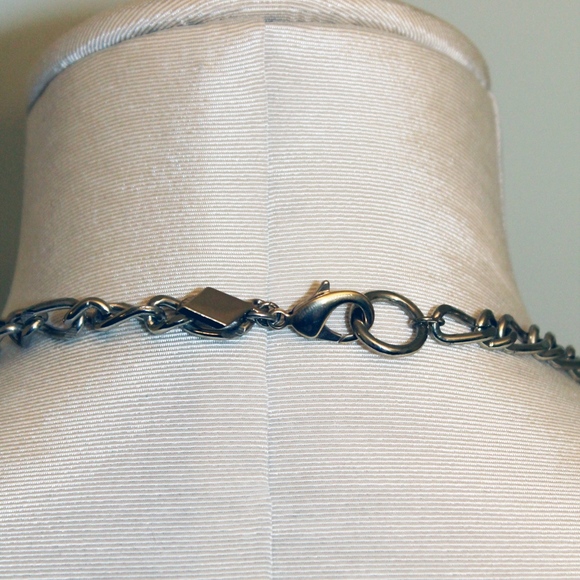 Long Gold and Teal Stone Necklace - Picture 3 of 3